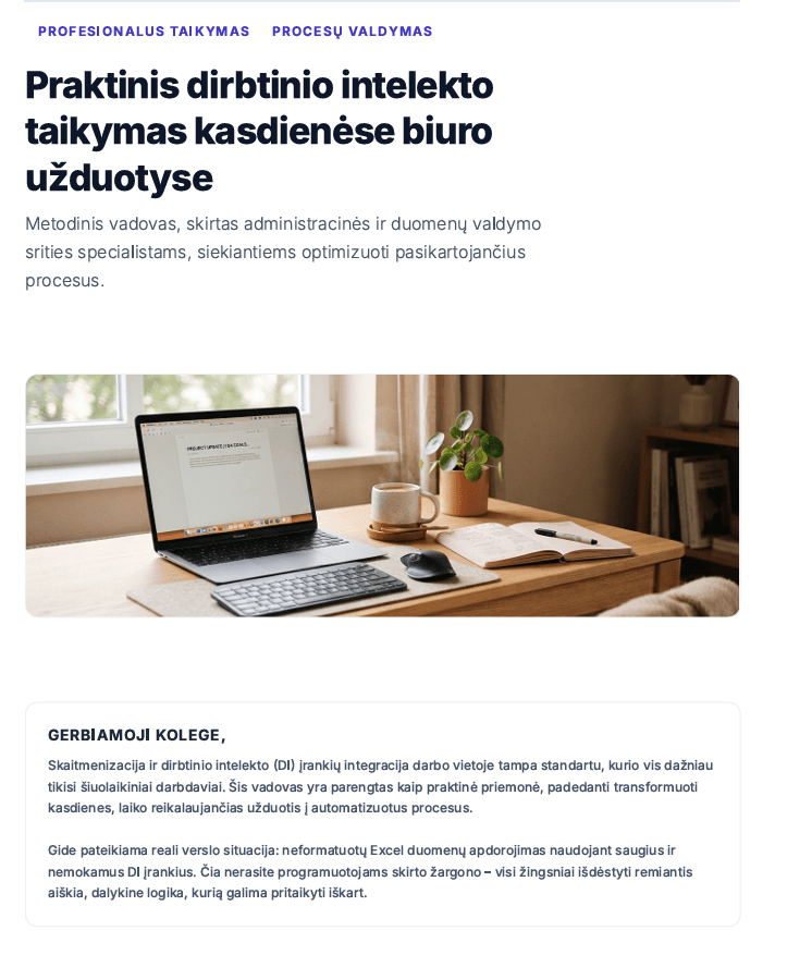 PDF gido įvadas — praktinis DI taikymas biuro užduotyse